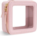 Aveniee Small Clear Makeup Bag,Mini Travel Toiletry Organizer TSA Approved,Waterproof Cosmetic Case with Zipper,Cute Car Essentials Pouch for Women,Pink
