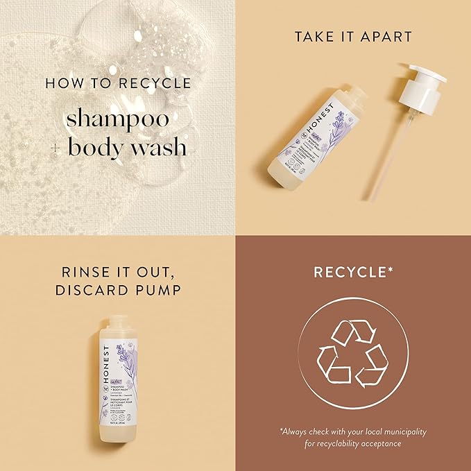 The Honest Company 2-in-1 Cleansing Shampoo + Body Wash | Gentle for Baby | Naturally Derived, Tear-free, Hypoallergenic | Lavender Calm, 18 fl oz