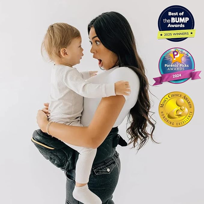 Tushbaby The Original Premium Quality Hip Seat Carrier – Safety-Certified Baby & Toddler Carrier with Secure Safety Buckles, No-Flimsy-Foam Design, Storage Pockets & Nursing Pillow. 0–3 yrs
