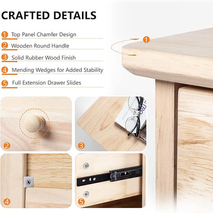 VINGLI Unfinished Natural Solid Wood Floating Nightstand for Bedroom Set of 2, Small Nightstand with Drawer & Open Shelf, Farmhouse Night Stand Wall-Mounted Bedside Table for Small Space Color DIY