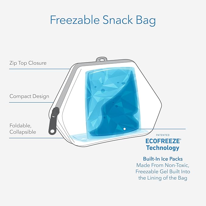 PackIt® Freezable Snack Bag, Poppy, Built with ECOFREEZE® Technology, Collapsible, Reusable, Zip Closure, Designed For Keeping Snacks Fresh On the Go