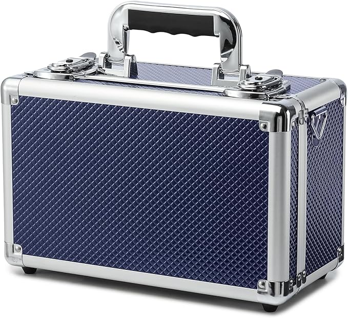 Multi color Card Storage Hard Case, Sports Card Collection Boxes,Trading Cards Cabinet, Card Holder, Toploader Box (Blue, Small)