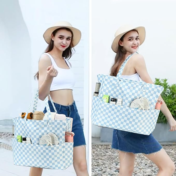 Waterproof Beach Tote Pool Bags for Women Ladies Extra Large Gym Tote Carry On Bag With Wet Compartment for Weekender Travel