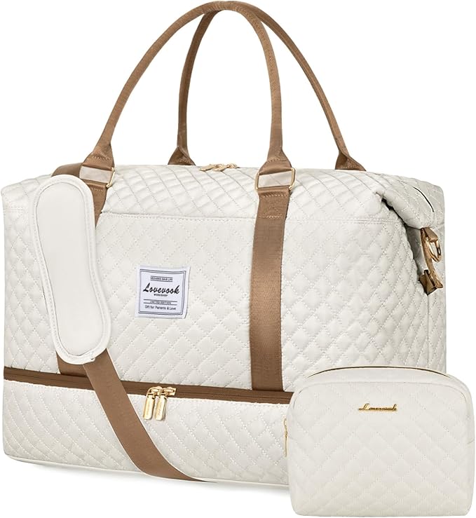 LOVEVOOK Travel Duffle Bag,Weekender Bags for Women with Shoe Compartment，Carry on Overnight Bag with Toiletry Bag,Gym Duffel Bag with Wet Pocket, Hospital Bags for Labor and Delivery