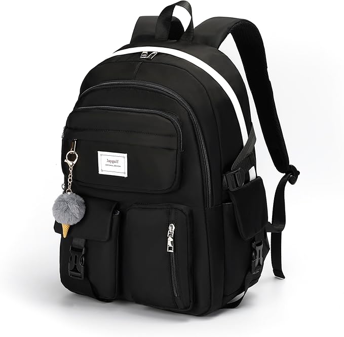 Girls Backpack Stylish Schoolbag Set for College or High Student Laptop Backpack for Women Black