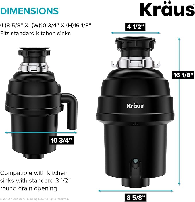 Kraus KWU110-32-100-100MB, Kore Workstation 32-inch Undermount 16 Gauge Single Bowl Stainless Steel Kitchen Sink with WasteGuard 1 HP Continuous Feed Garbage Disposal