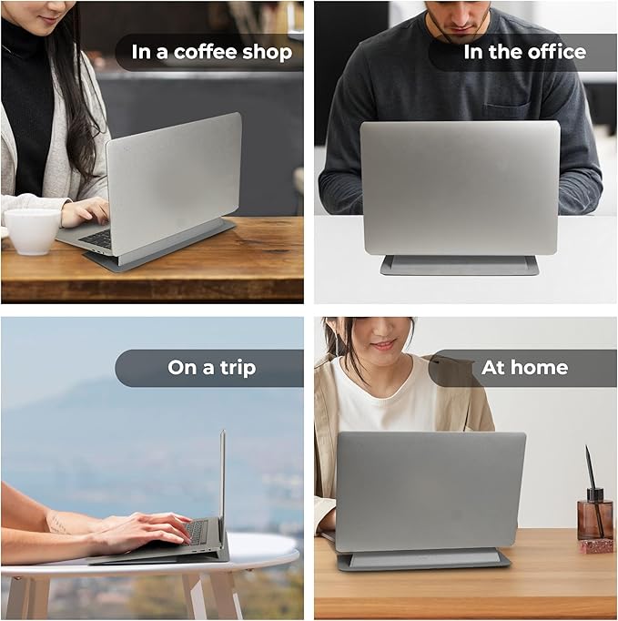 SenseAGE Laptop Stand for Desk, Office, Ergonomic Notebook Stand, Foldable & Portable Travel FlatStand, Lightweight, Anti-Slip, Compatible with MacBook Air, Pro, and Up to 15.4" Laptops (Café Creme)