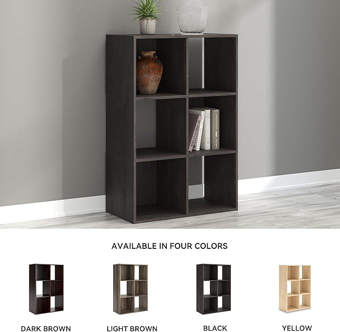 Signature Design by Ashley Piperton 6 Cube Storage Organizer or Bookcase, Charcoal