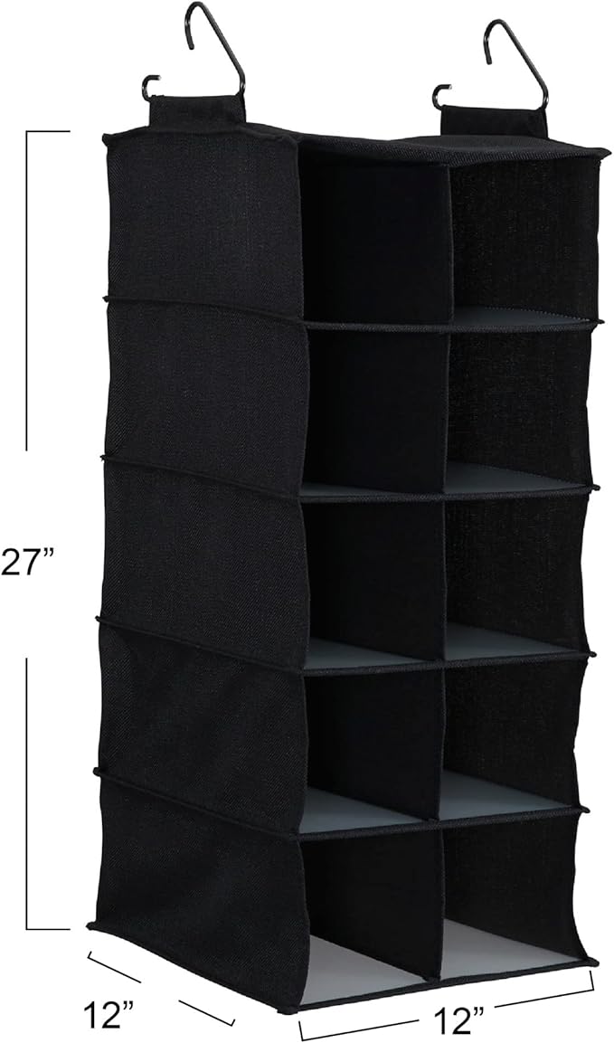 Household Essentials 10 Pocket Hanging Shoe Closet Organizer with Hooks