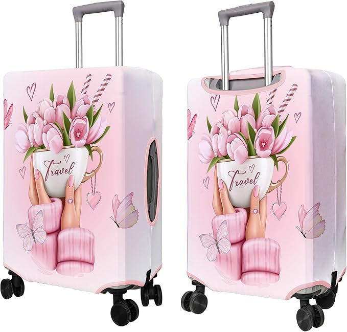 Travel Luggage Cover Suitcase Protector Fits 18-32 Inch Wheel Covers PatternedTravel Related Items Flower Luggage Protector Elastic XL
