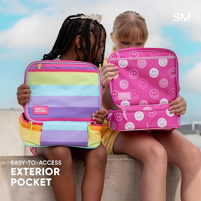 Simple Modern Trolls Kids Lunch Box for School | Reusable Insulated Lunch Bag for Toddler, Girl, and Boy | Meal Containers with Exterior & Interior Pockets | Hadley Collection | Trolls Poppy Mashup