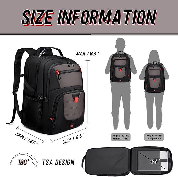 Z-MGKISS Travel Backpack, TSA Airline Approved, Travel Laptop Backpack with USB Charging Port, Extra Large