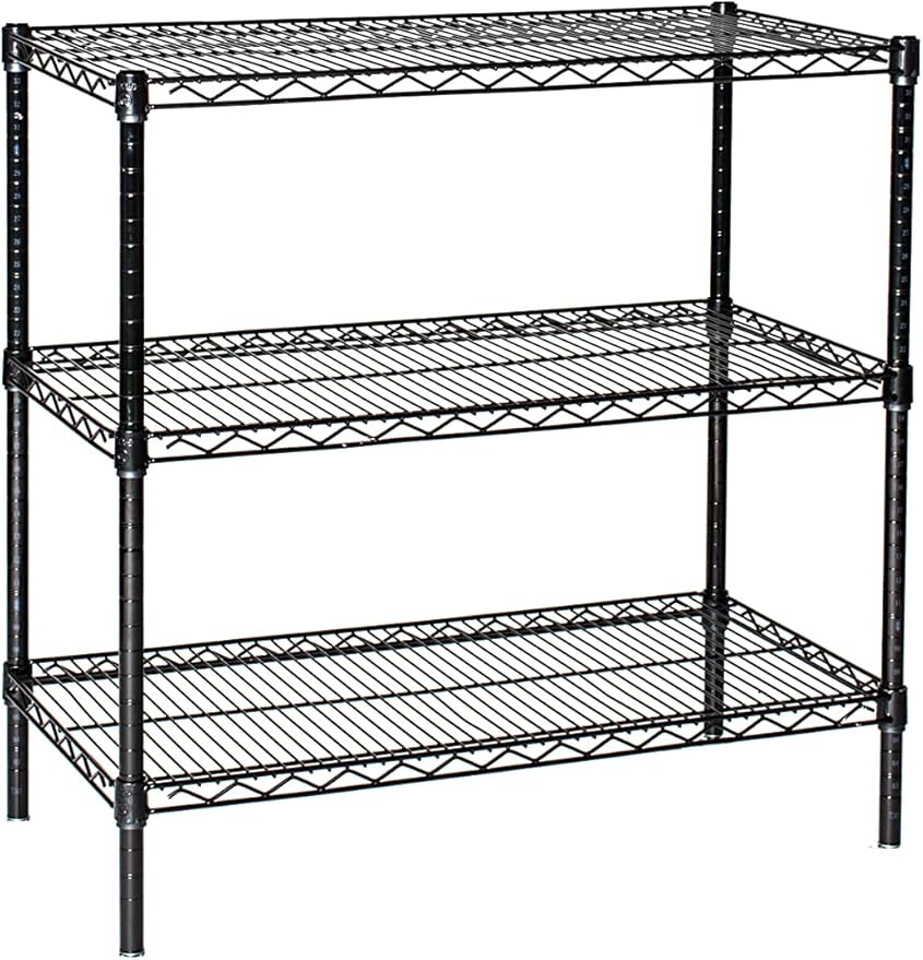 Omega 21" Deep x 54" Wide x 63" High 3 Tier Black Starter Shelving Unit