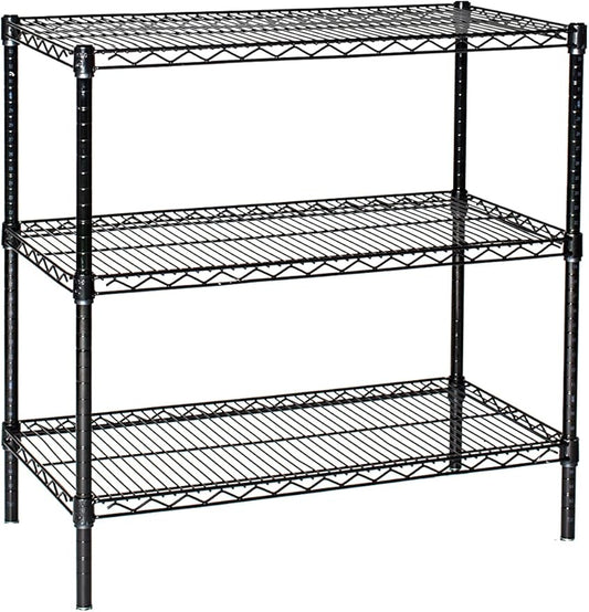 Omega 24" Deep x 24" Wide x 63" High 3 Tier Black Starter Shelving Unit