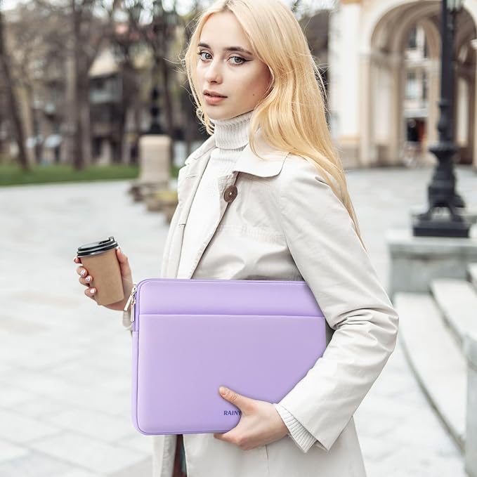 RAINYEAR Laptop Sleeve Case 15.6 Inch, Protective Portable Case with Front Pocket, Briefcase Handbag Computer Carrying Bag Laptop Bag Compatible for HP, Dell, Asus, Lenovo, Notebook, Purple