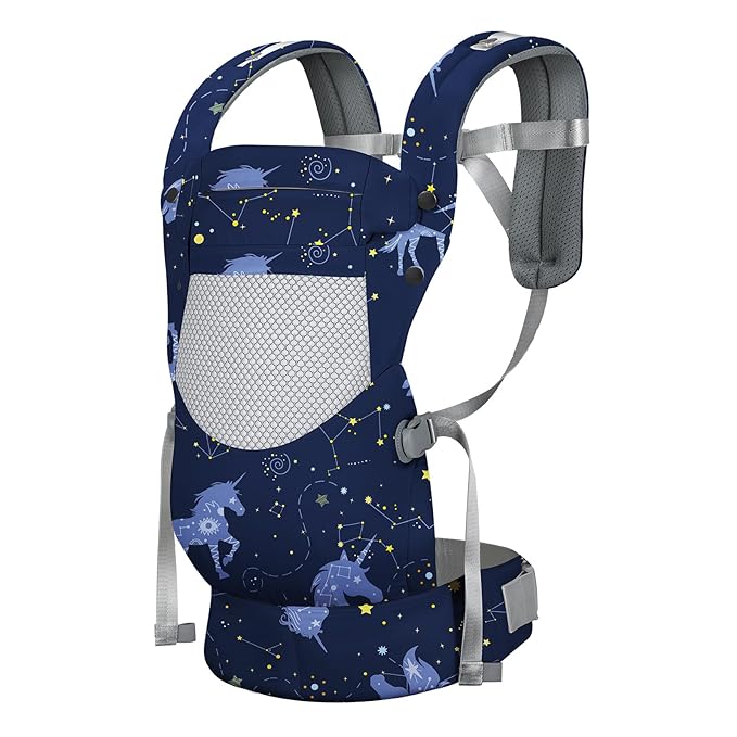 Unicorn Newborn Baby Front Carrier Backpack, Toddler Baby Body Carrier, 7-66 Lbs Ergonomic Design, Lumbar Support, Lightweight