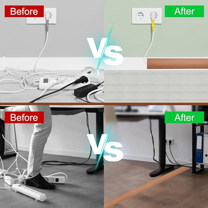 HARFINGTON 4ft Cord Cover Floor W0.6 x H0.33 Inner Channel PVC Hide Extension Cable Floor Wire Hider Wire Covers Protector for Prevent Cable Trips Cables Management, Light Grey