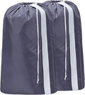 HOMEST 2 Pack XL Nylon Laundry Bag with Strap, Large Dirty Garments Organizer, Easy Fit a Hamper or Clothing Basket, Can Carry Up to 4 Loads of Clothes, Grey