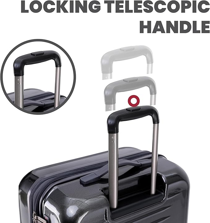 Spyder Rails 25 Inch Expandable Hardside Upright Suitcase with 360° Spinner Wheels, TSA Approved Lock, Black