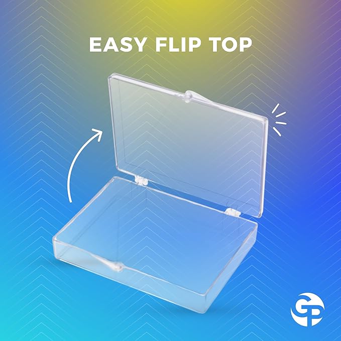 10-Pack Clear Hinged Plastic Containers, Keepsake Storage Boxes, 3 1/2" L x 2 9/16" W x 5/8" H, Made in USA, Plastic Display Case or Small Box for Storage and Organization