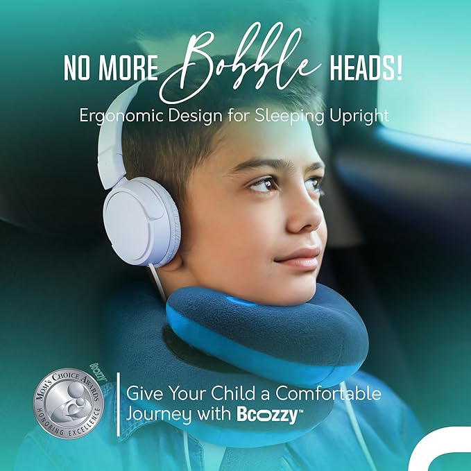 BCOZZY Kids Travel Neck Pillow (8-12 Y/O) – Patented Soft Child Pillow for Head & Chin Support in Car, Airplane, and Road Trip Sleeping. Adjustable Size. Carry Bag. Fully Washable. Medium, Pink