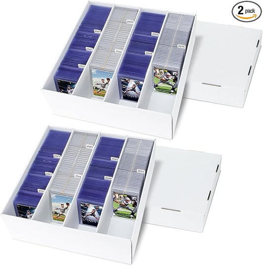 Trading Card Storage Box, 2 Pack Sports Cards Storage Boxes with 10 Dividers, Top Loader Storage Case for TCG/MTG, Game Cards