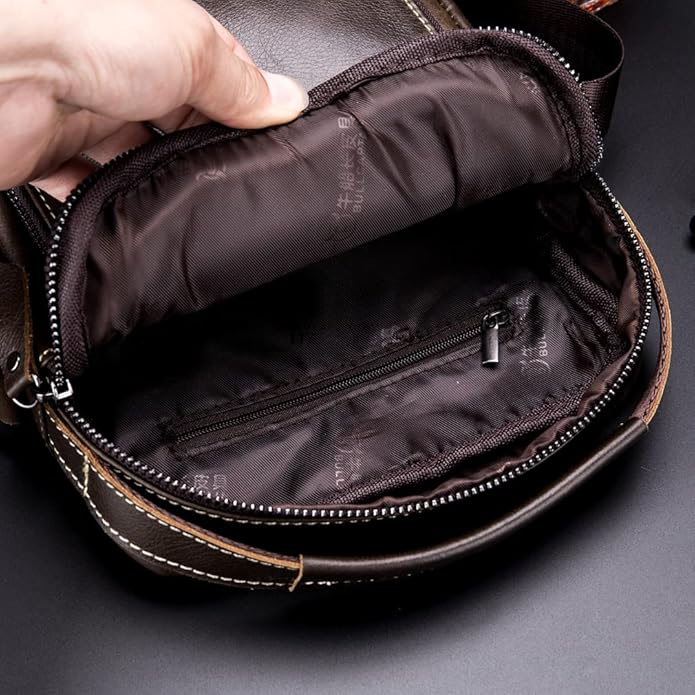 KPYWZER Genuine Leather Shoulder Bag Small Men Messenger Pack Handbag Sling Crossbody Bag Man Purse for Business