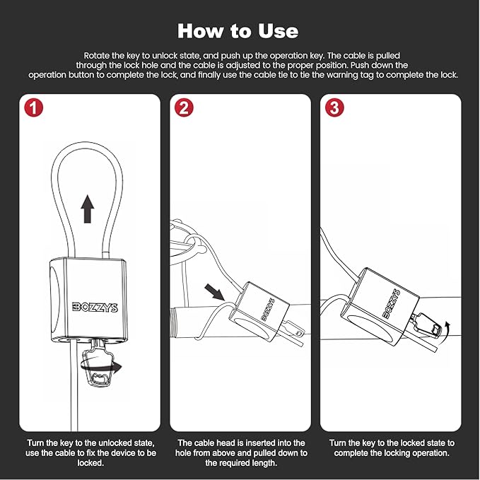 Adjustable Cable Padlock with 3 Keys | 1.15ft L x 1/6in D Aluminum Steel Cable Locks for Bikes, Gate, Lockers & Outdoor Gear | Keyed Different & Red