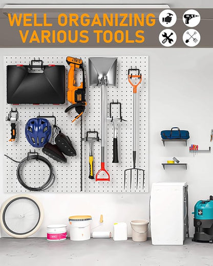 INCLY 36 Pack Heavy Duty Pegboard Hooks, 1/4" Pegboard Drill Holder Tool Utility Hooks, Peg Board Tool Hangers Accessories for Hanging Power Tools, Drill, Hammer, Workbench, Garage