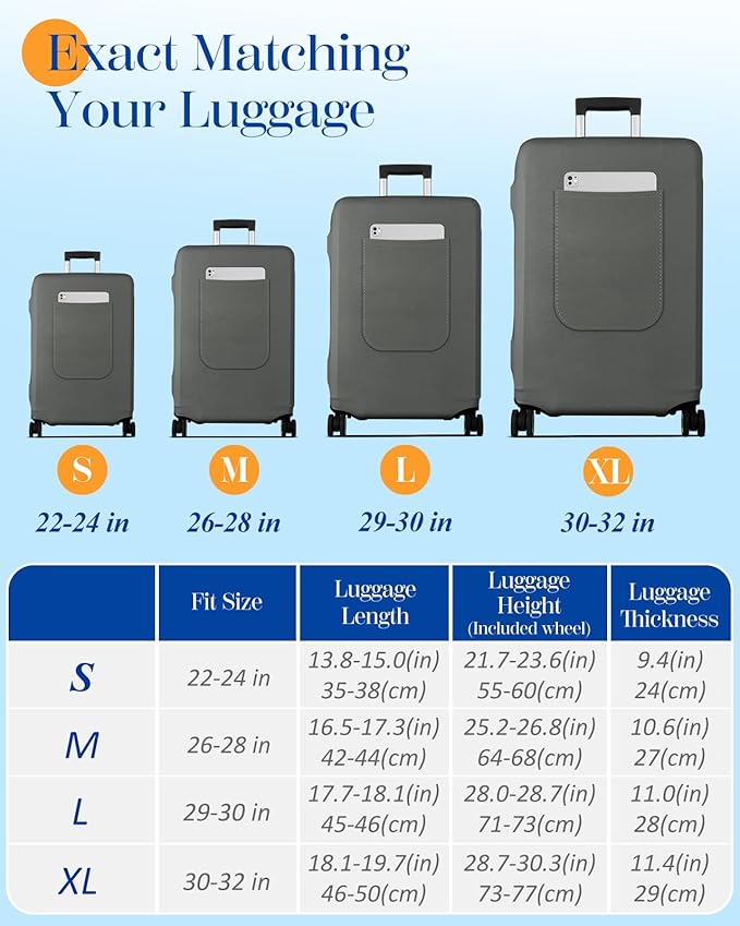 Slohif Luggage Cover for Suitcase Tsa Approved Protector - Luggage Sleeve Suit Case Cover Travel Stretch Large Baggage Case Protective Washable Fit 30-32 Inch Gray