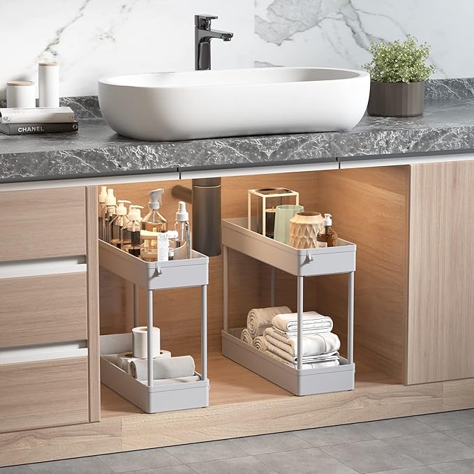 SOLEJAZZ Slim Rolling Storage Cart with Wheels 4 Tier Skinny Bathroom Storage Organizer Narrow Shelf Unit Thin Laundry Room Utility Cart for Bedside Kitchen Office Next to Fridge Small Places, Gray