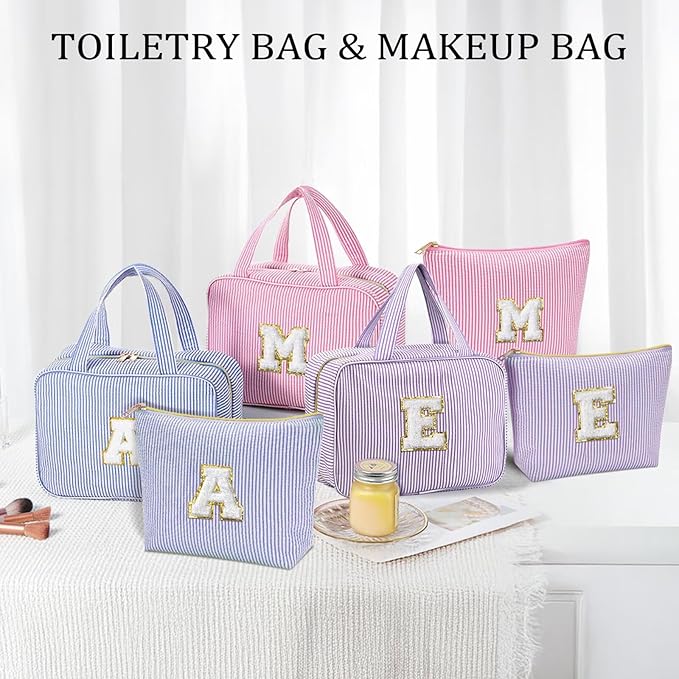 YOOLIFE Teen Girl Gifts Trendy Stuff - Birthday Gifts for 7 8 9 10 11 12 13 14 15 16 17 18 Year Old Teen Girls, Hanging Toiletry Bag Initial Makeup Bag - Letter E, Purple