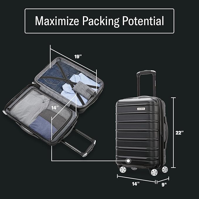 Samsonite Omni 2 International Carry-On Luggage with 360° Spinner Wheels - Scratch Resistant Hardshell - TSA, Airline-Approved - Expandable Polycarbonate Shell for Lightweight Travel - Lagoon Blue