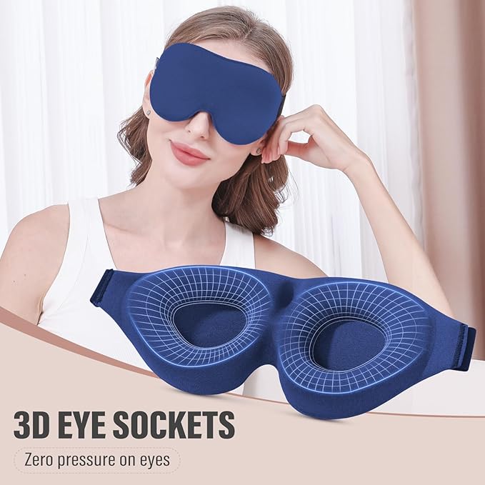 YIVIEW Sleep Mask for Side Sleeper, Complete Light Blocking 3D Pink Sleeping Eye Mask, Soft Breathable Eye Cover for Women Men, Relaxing Zero Pressure Night Blindfold