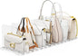 Bag & Purse Organizer for Closet, 2 Sets Adjustable Clear Handbag Storage Shelf, Plastic Clutch Dividers for Closet Organizers and Storage-Keep Purses upright (2 Sets)