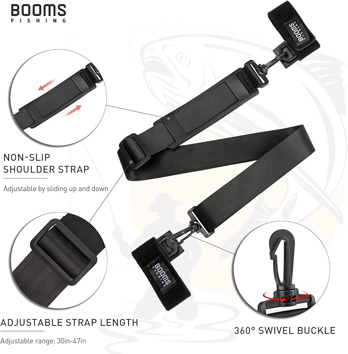Booms Fishing RS4 Rod Carrier Strap Sling Shoulder Belt, Black