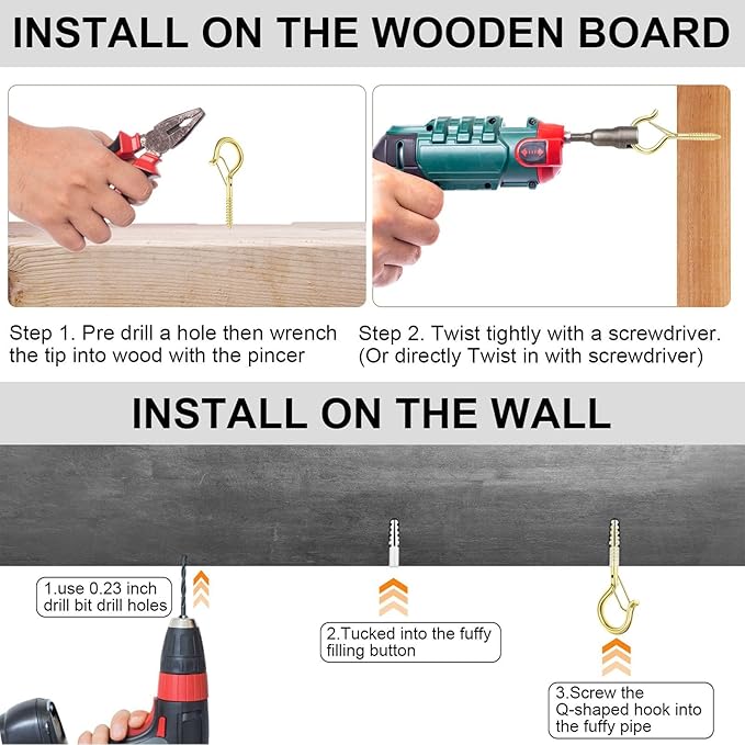 36 PCS Q-Hanger Hooks, Screw Hooks for Outdoor String Lights, Safety Buckle Design Cup Eye Hook for Hanging Christmas Lights, Plants, Mounted on Wall Ceiling, Include 1 Wing Nut Driver, Gold