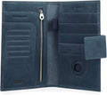 CONTACTS Full Grain Leather Family Passport Holder for 4 Airtag Passport Wallet RFID Blocking Travel Passport Cover with 4 Passport Slot, 6 Card Slot (Blue)
