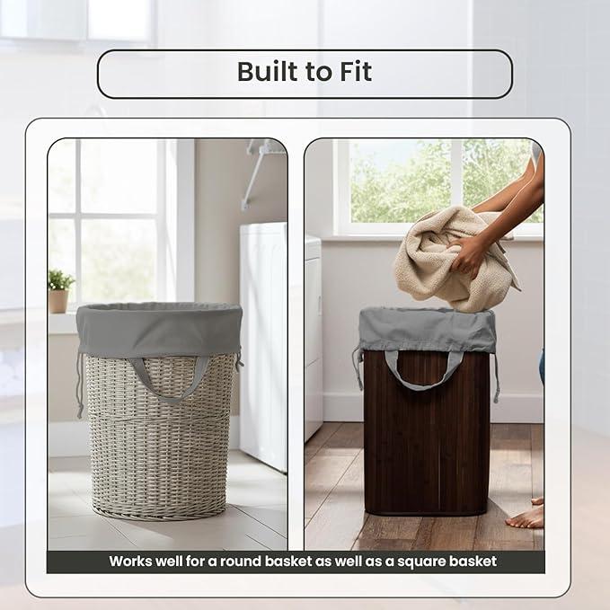 LFH Home Cotton Canvas Large Laundry Bag with Handle, Heavy Duty Drawstring Closure Washable Laundry Bags, School Travel, Home, Hotel, College Dorm, Organizer Sack, Toys Clothes 24x36 (Pack of 6)-Grey