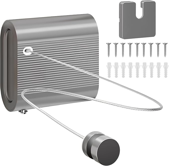 Retractable Clothesline Indoor Outdoor, Non-Sagging Clothes Line Retracting Heavy Duty Clothes Drying Laundry Line Wall Mounted Travel Clothesline Suitable for Balconies, Laundry Rooms, RVs
