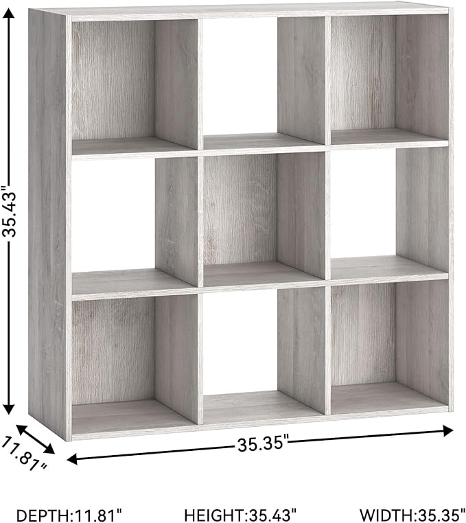 Signature Design by Ashley Paxberry Coastal 9 Cube Storage Organizer or Bookcase, Whitewash