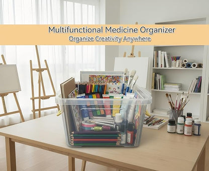 Pulseplay Clear Storage Box Container with Handle Medicine Organizer Box with Removable Tray Multipurpose Medicine Container Chest