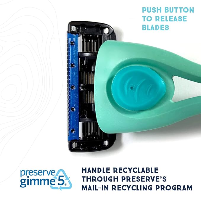 Preserve Shave 5 Five Blade Refillable Razor, Made from Recycled Materials, Coral Pink