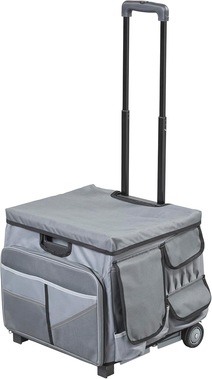 Mobile Utility Cart with Storage Organizer Bag, Rolling Cart, Dark Grey/Grey