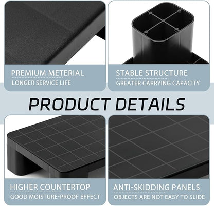 1 Pcs Plastic Pallet for Basement Storage Easy Stack Lightweight Floor Pallet Display Flooring Room Supermarket Christmas, Support up to 2000 Lbs (15.7'' L X 12'' W X 4.7'' H,Black)