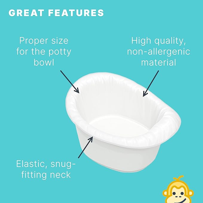 Potty Liners Compatible with Summer Infant My Potty Pro - 30 Count - Strong, Leak-Proof, Baby-Safe, Perfect Fit - Clever Baboon