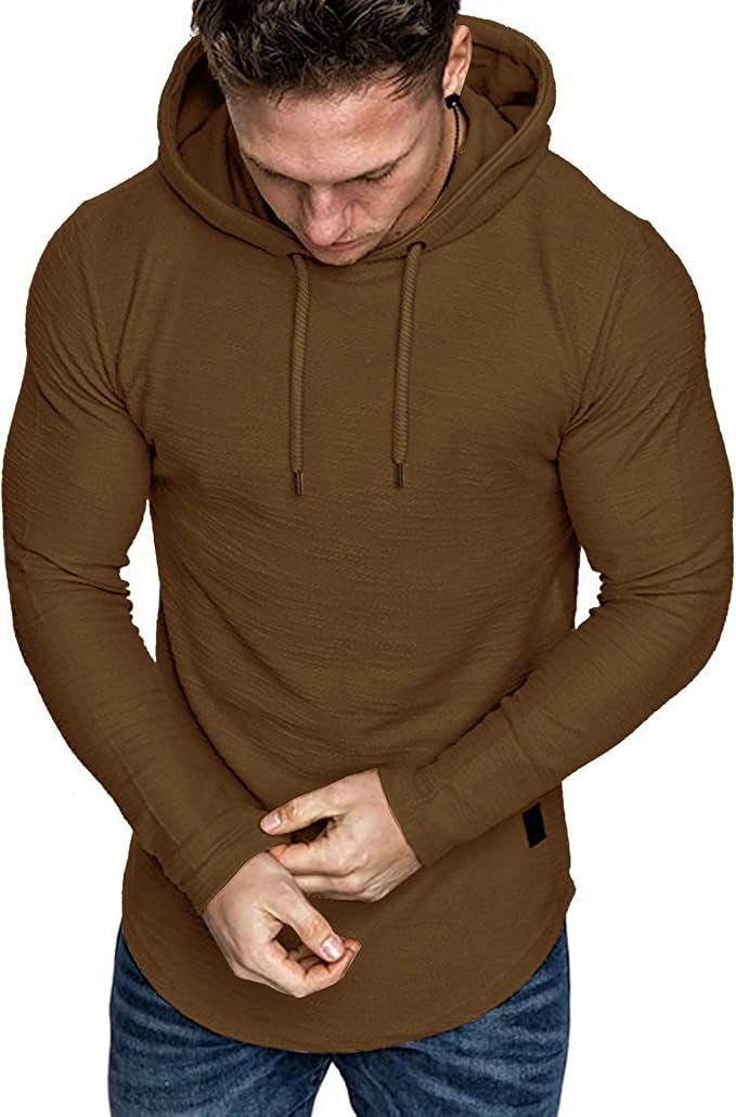 Lexiart Mens Fashion Athletic Hoodies Sport Sweatshirt Solid Color Fleece Pullover