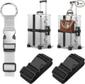 BILIONE 3Pcs Luggage Straps Set - 2 Suitcase Straps 70'' Long and 1 Add A Bag Strap, Adjustable Luggage Identifiers Nylon Travel Belt