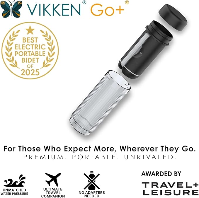 VIKKEN® 300ml Go+ max Portable Travel Bidet USB-Type C Electric Recgargeable Mobile Handheld Ultra Strong Water Spray Personal Hygiene Self Care for Women & Men