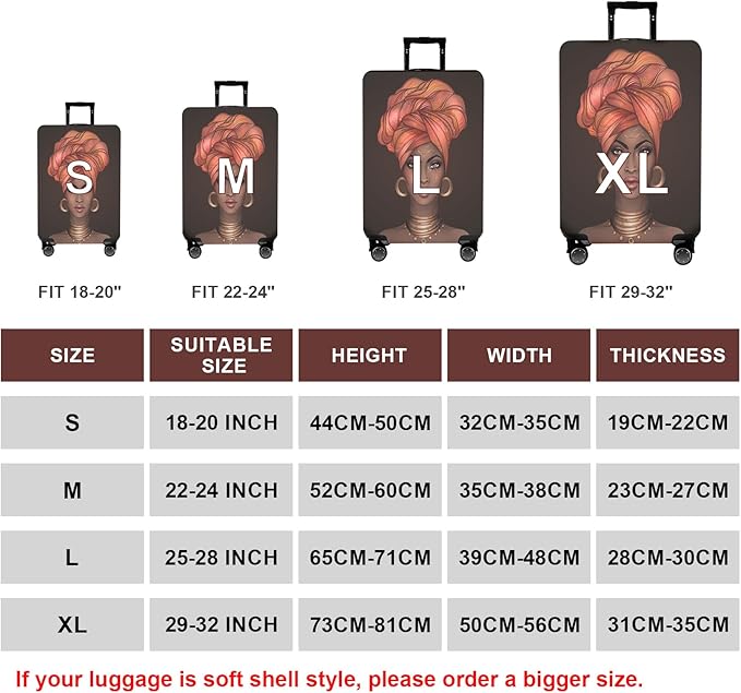WUJIAONIAO Travel Luggage Cover Baggage Suitcase Cover Protector Skins 18-32 Inch (Brown A10, M (for 22-24 inch luggage))